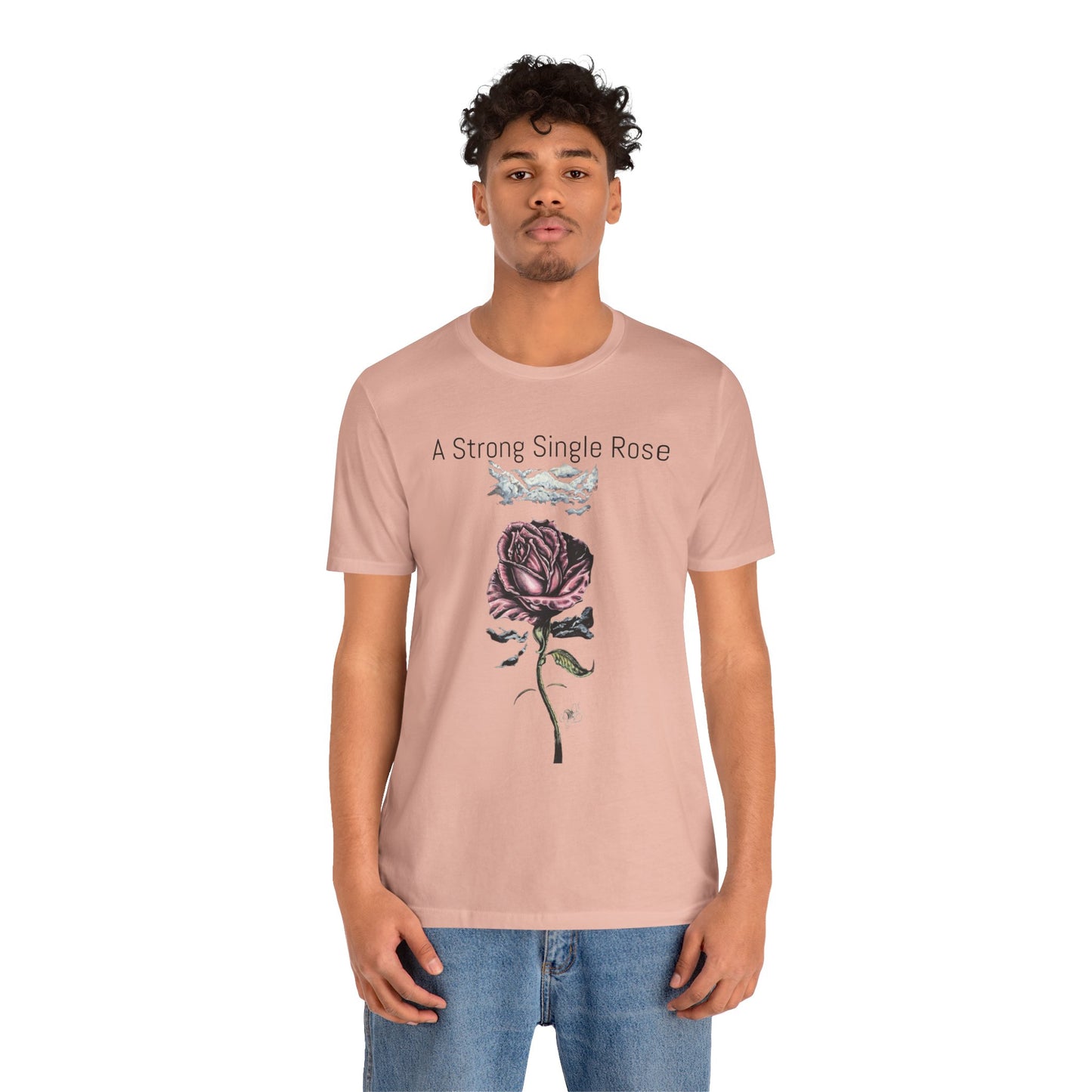 A Strong Single Rose Unisex Jersey Tee - Empowering Floral Design