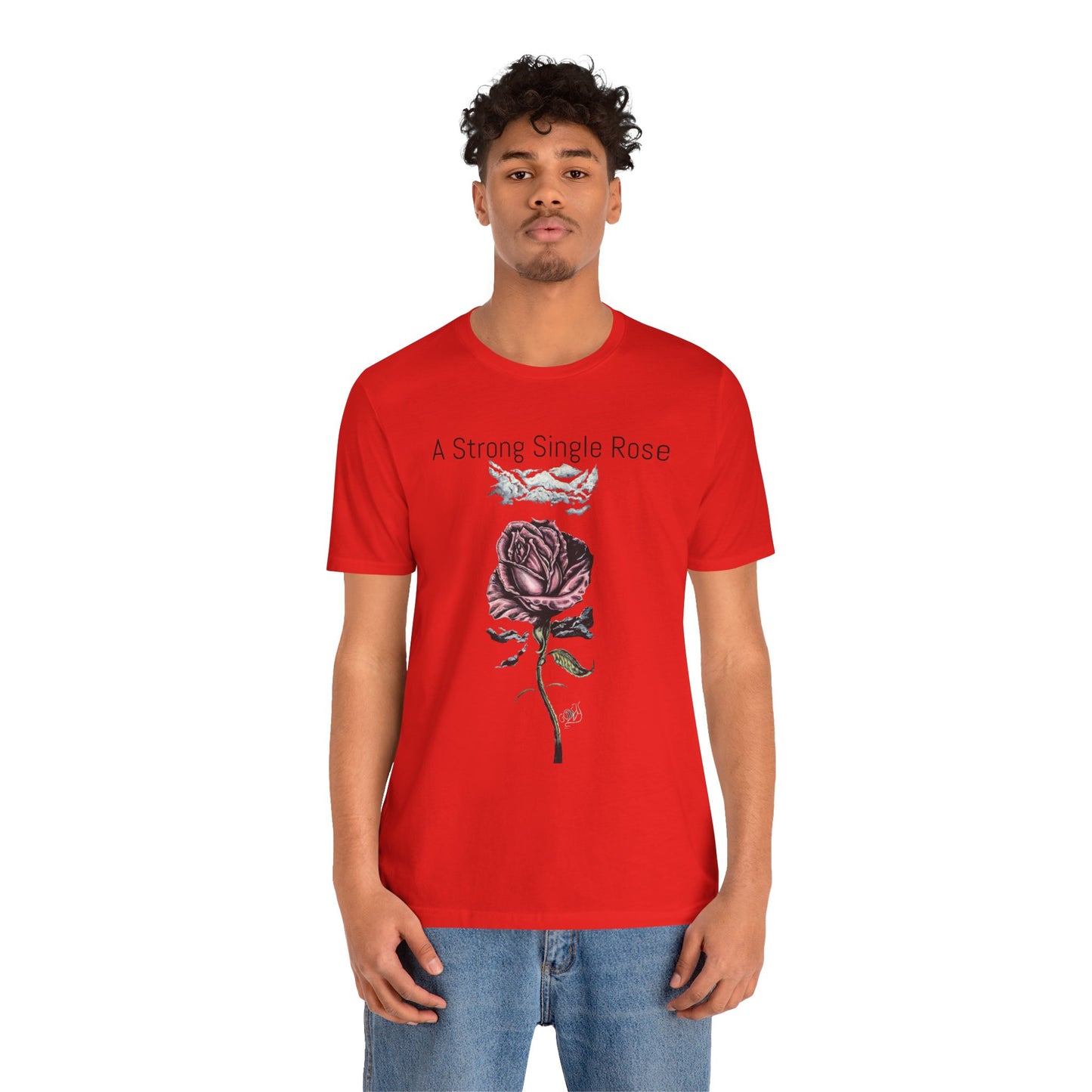 A Strong Single Rose Unisex Jersey Tee - Empowering Floral Design