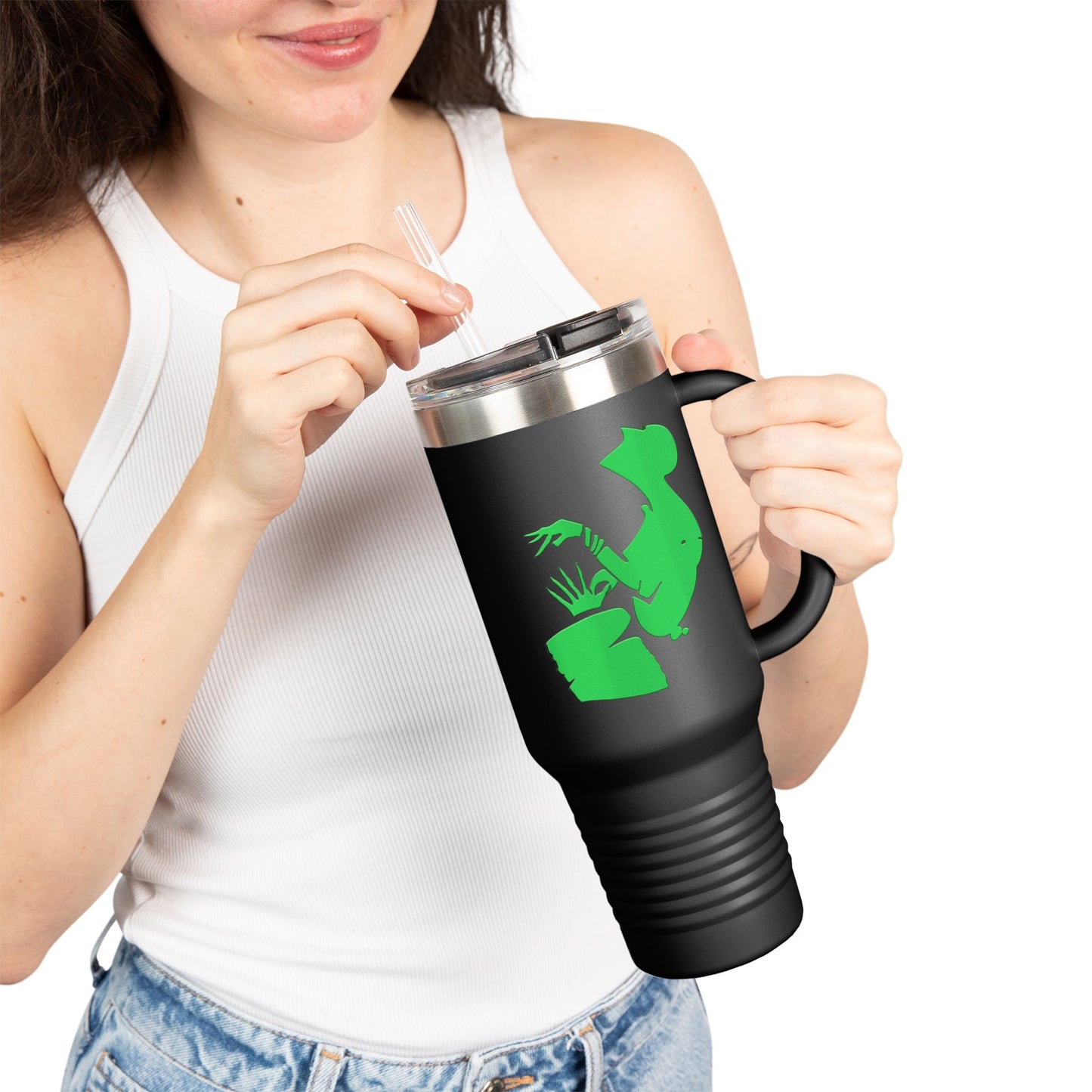 Eco-Friendly Insulated Travel Mug - 40oz with Fun Cactus Design