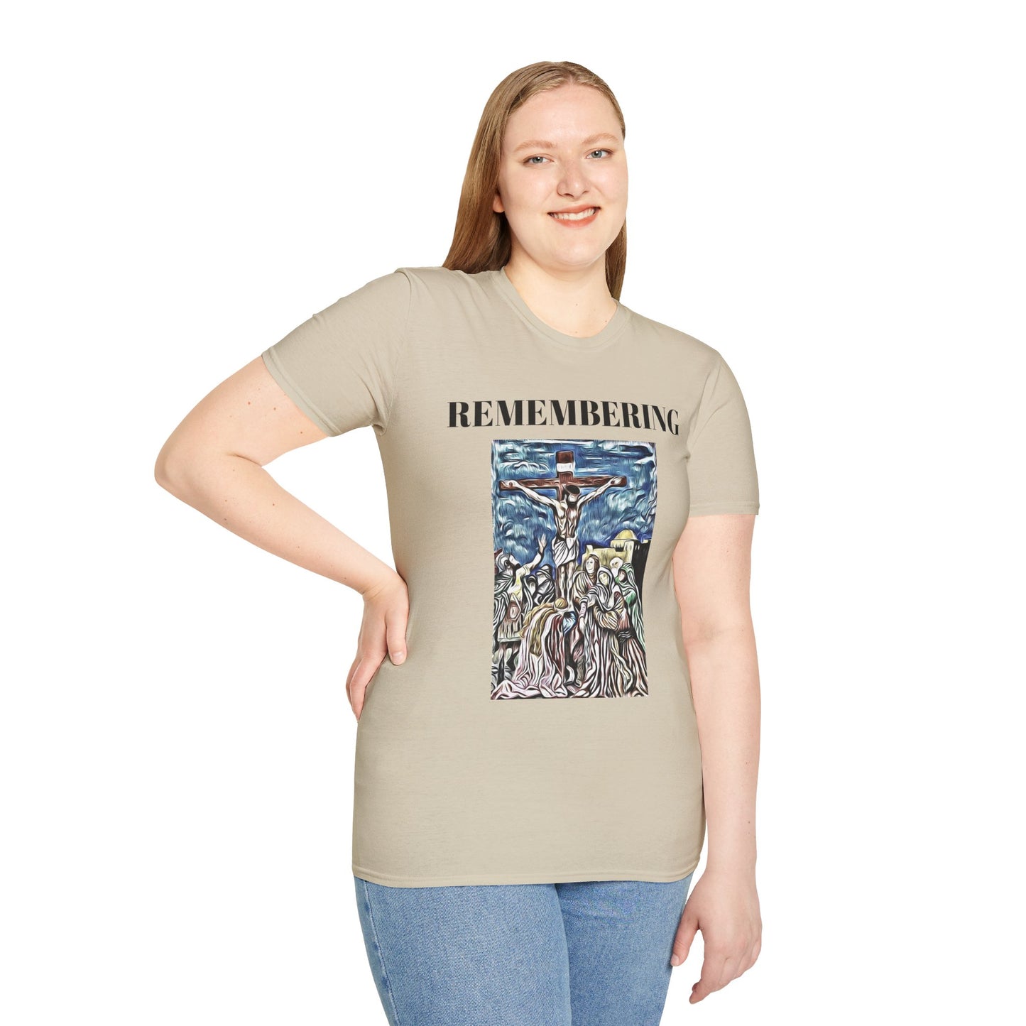 Memorial Unisex Softstyle T-Shirt - "Remembering" Artwork