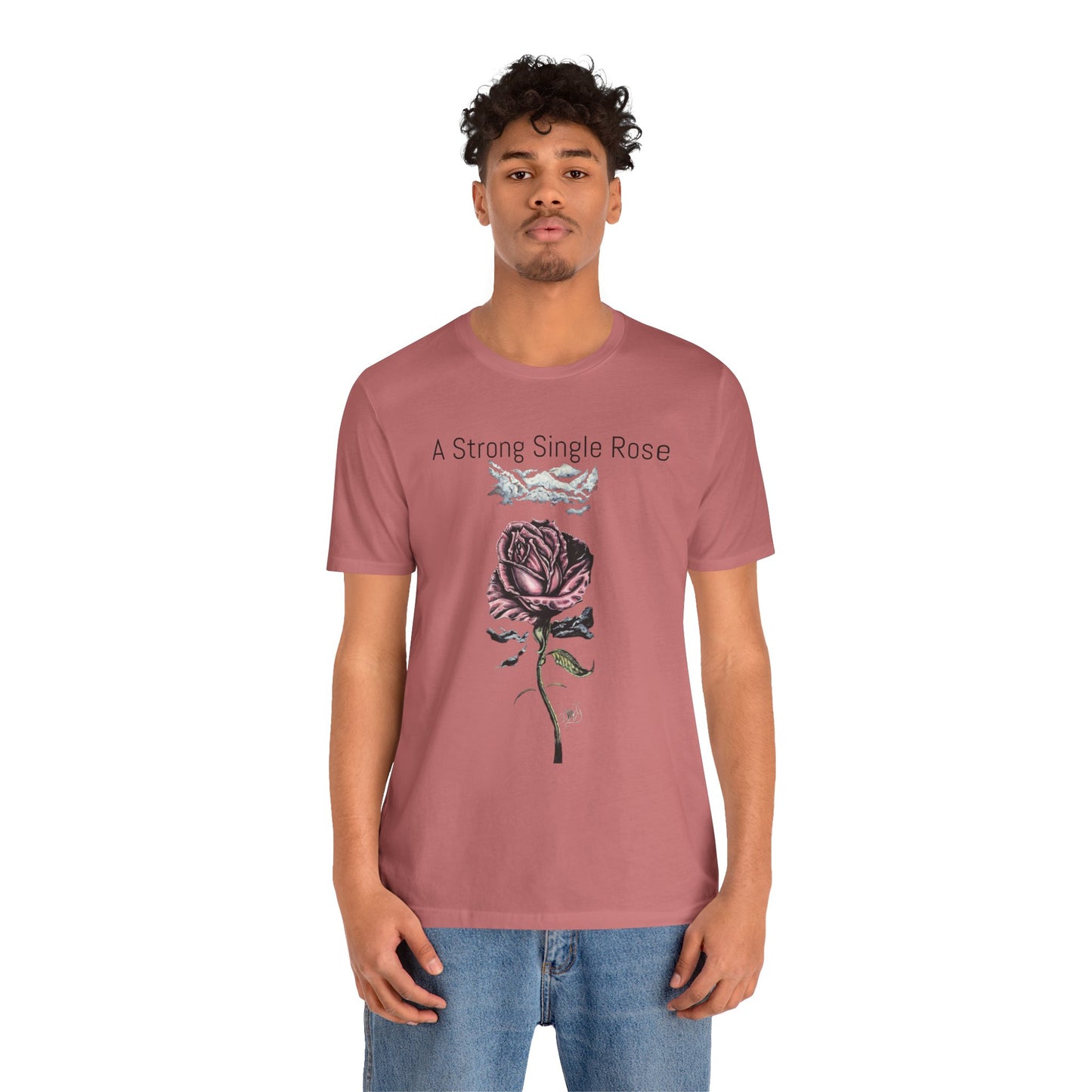 A Strong Single Rose Unisex Jersey Tee - Empowering Floral Design