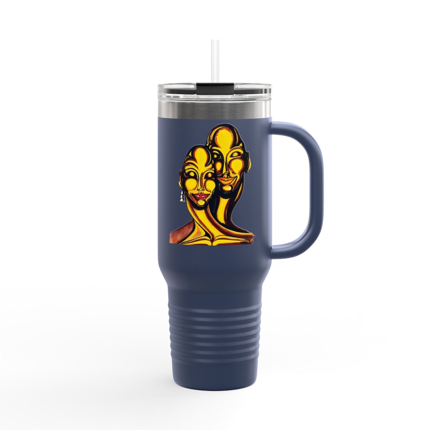 Artistic Insulated Travel Mug - Unique 40oz Drinkware for Adventure Lovers