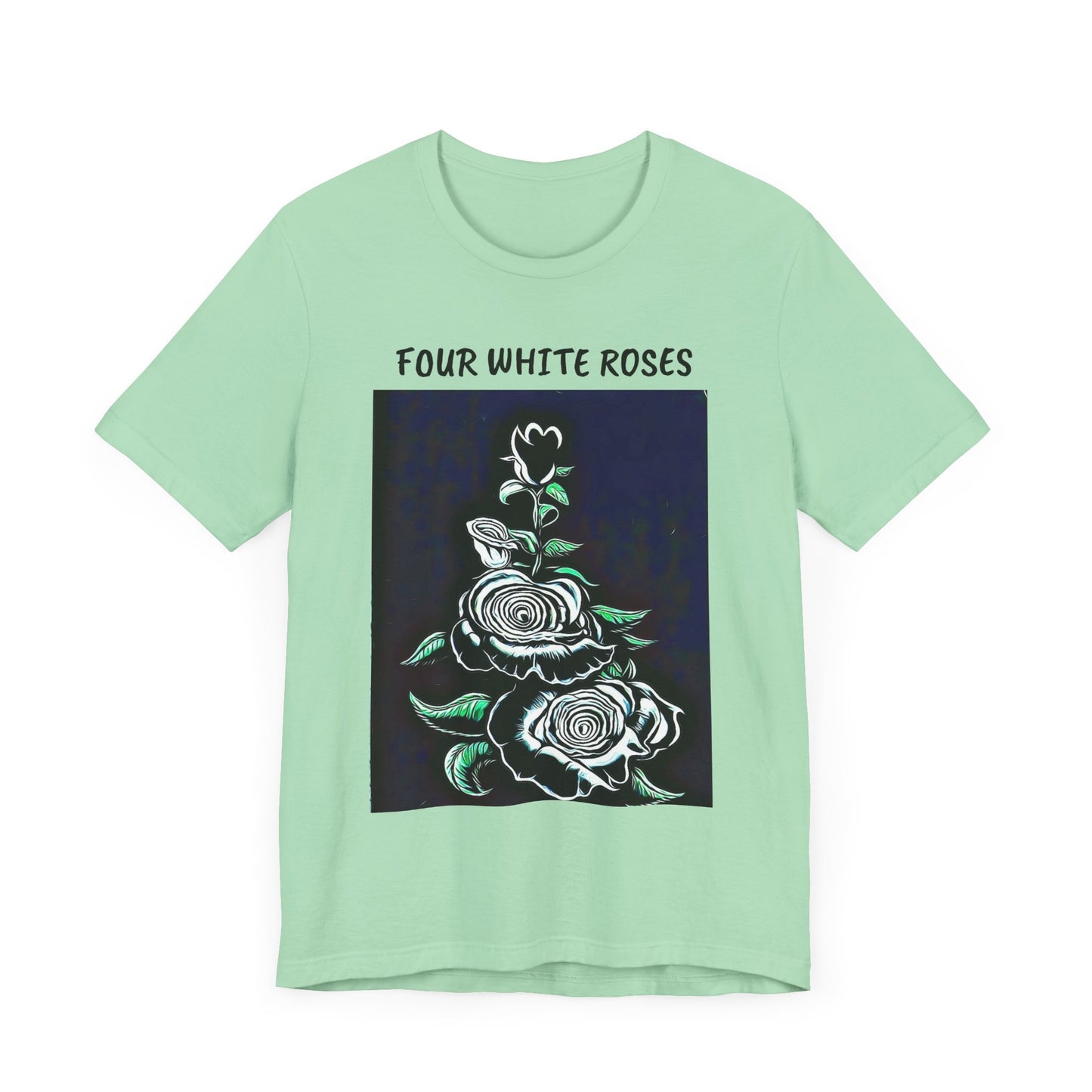 Four White Roses Unisex Jersey Tee – Floral Art Design