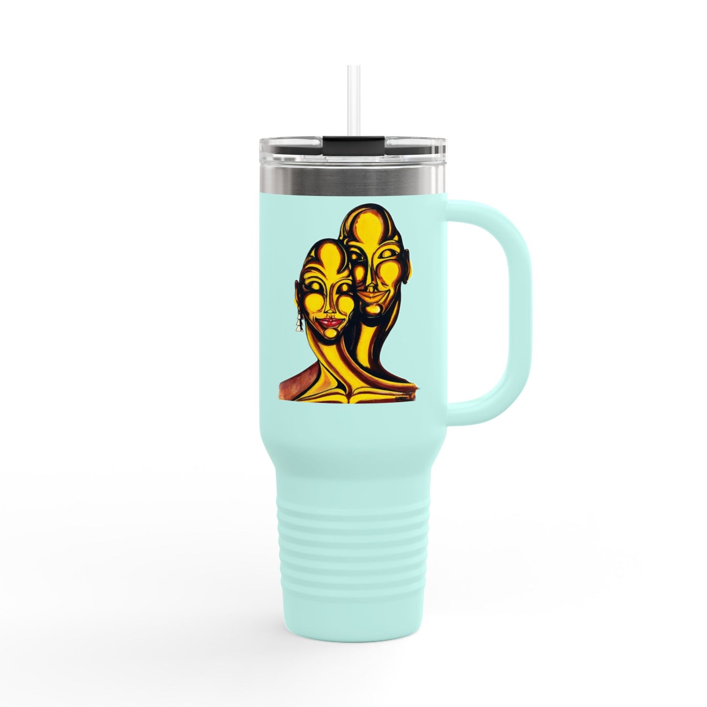 Artistic Insulated Travel Mug - Unique 40oz Drinkware for Adventure Lovers