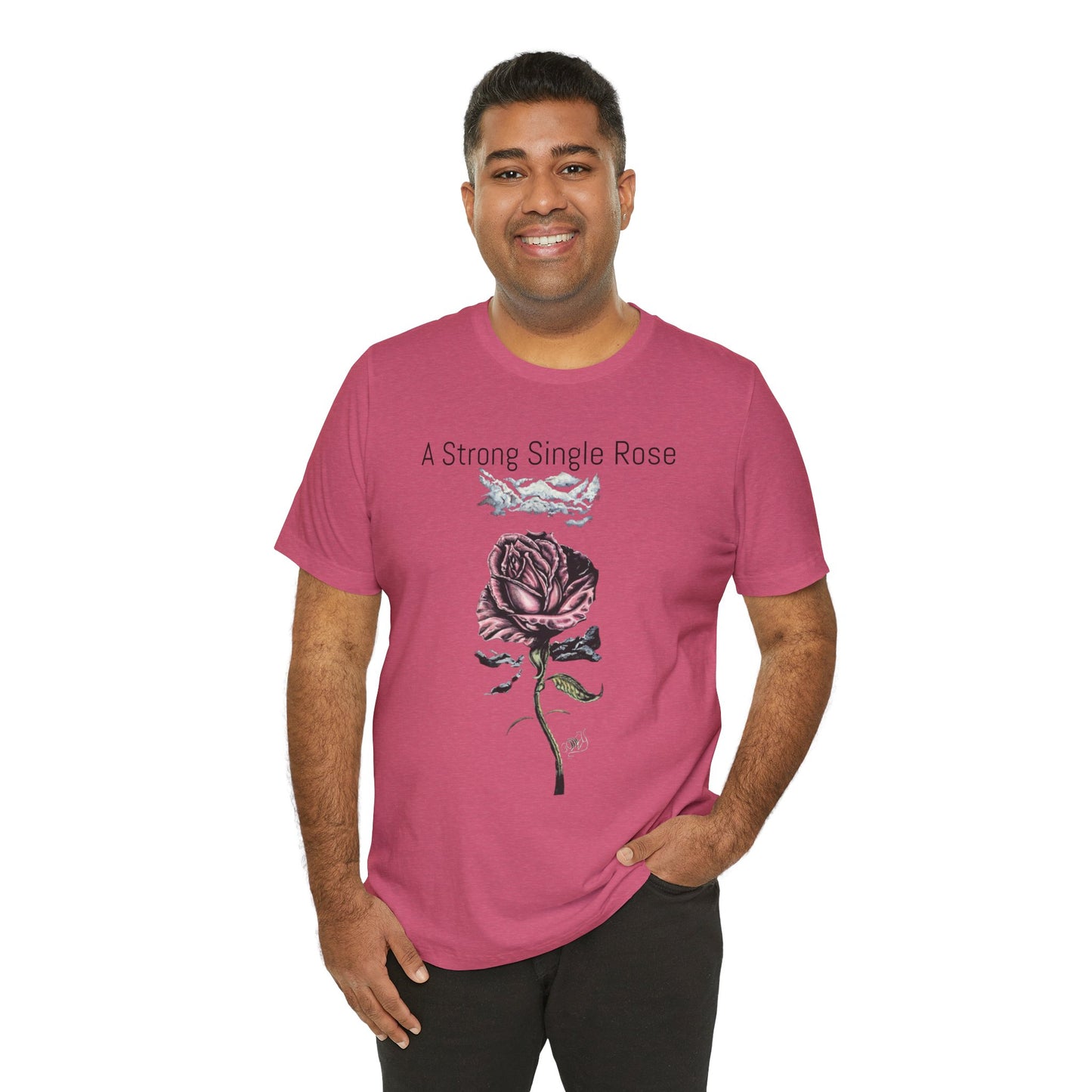 A Strong Single Rose Unisex Jersey Tee - Empowering Floral Design