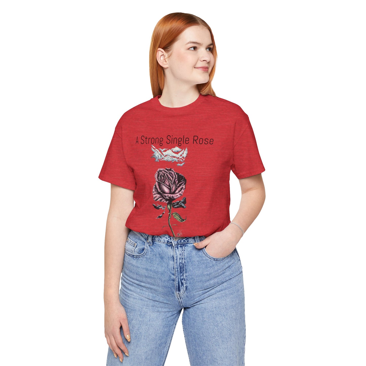 A Strong Single Rose Unisex Jersey Tee - Empowering Floral Design