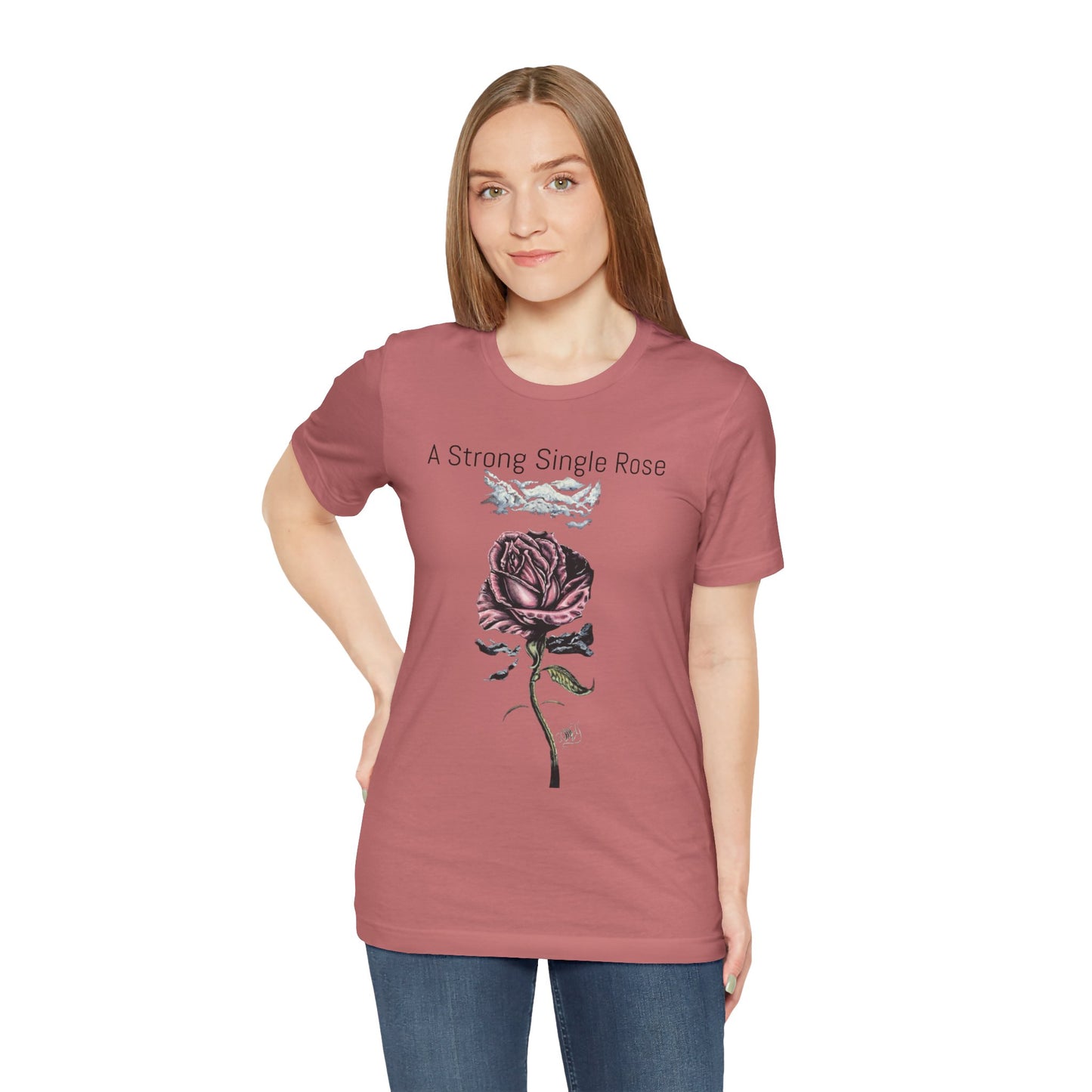 A Strong Single Rose Unisex Jersey Tee - Empowering Floral Design