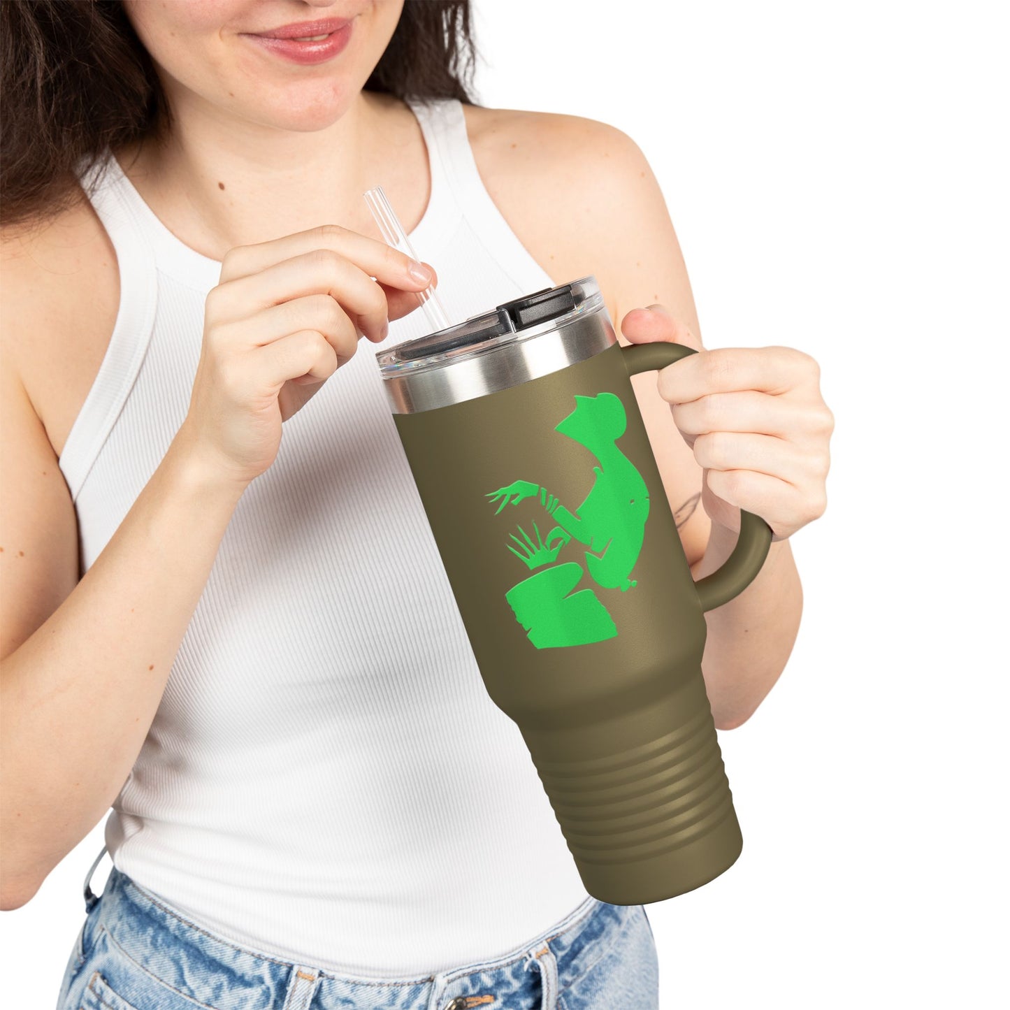 Eco-Friendly Insulated Travel Mug - 40oz with Fun Cactus Design