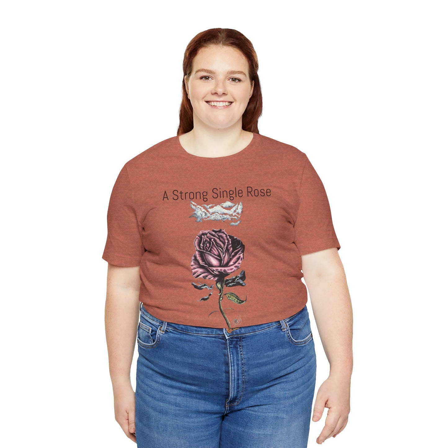 A Strong Single Rose Unisex Jersey Tee - Empowering Floral Design