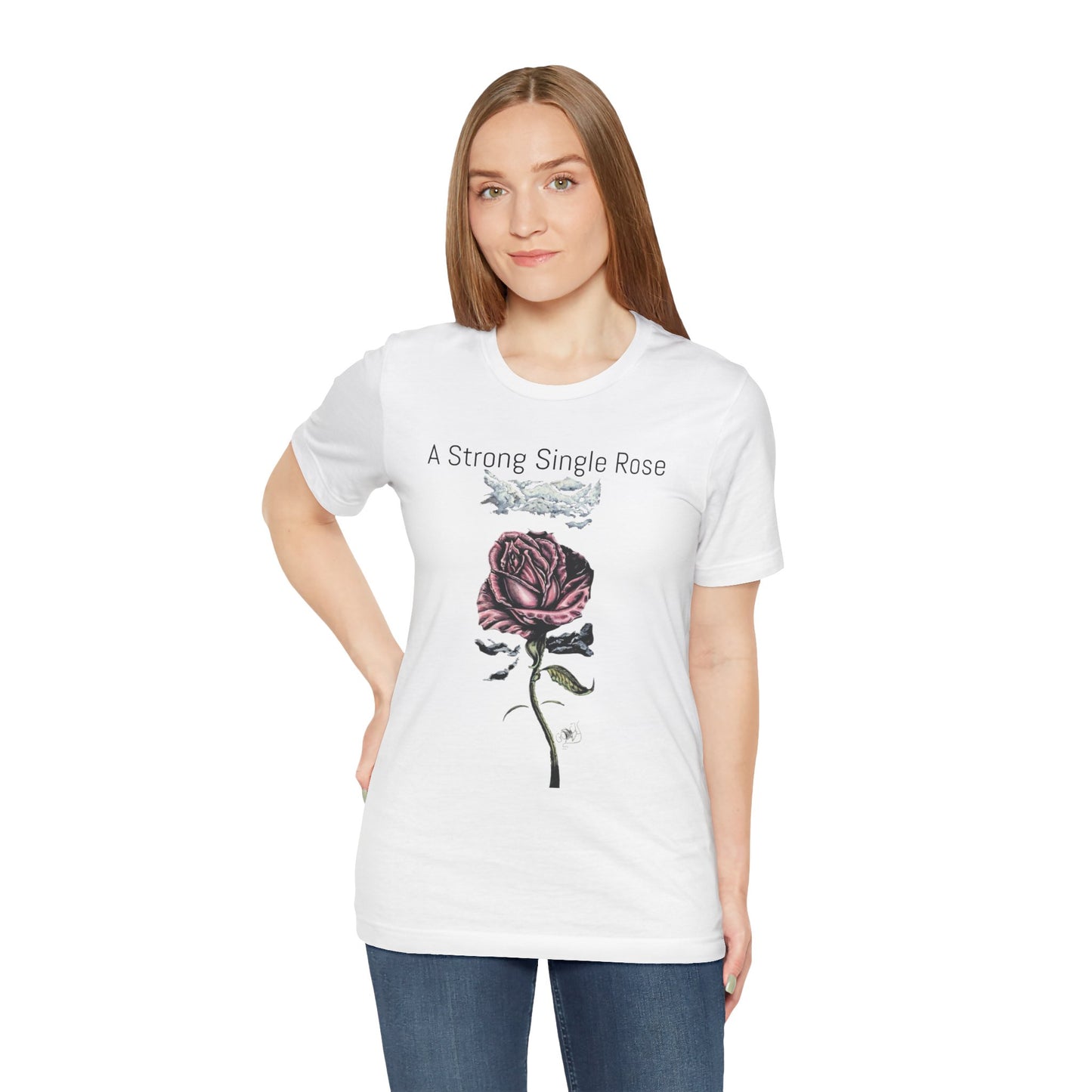 A Strong Single Rose Unisex Jersey Tee - Empowering Floral Design