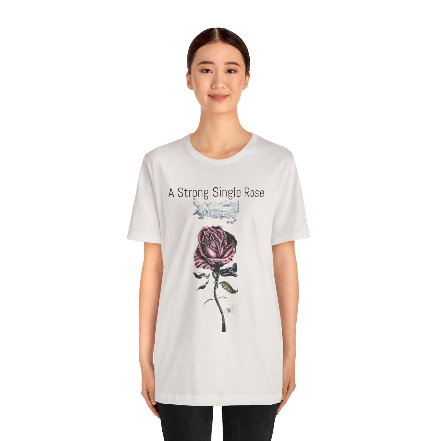 A Strong Single Rose Unisex Jersey Tee - Empowering Floral Design