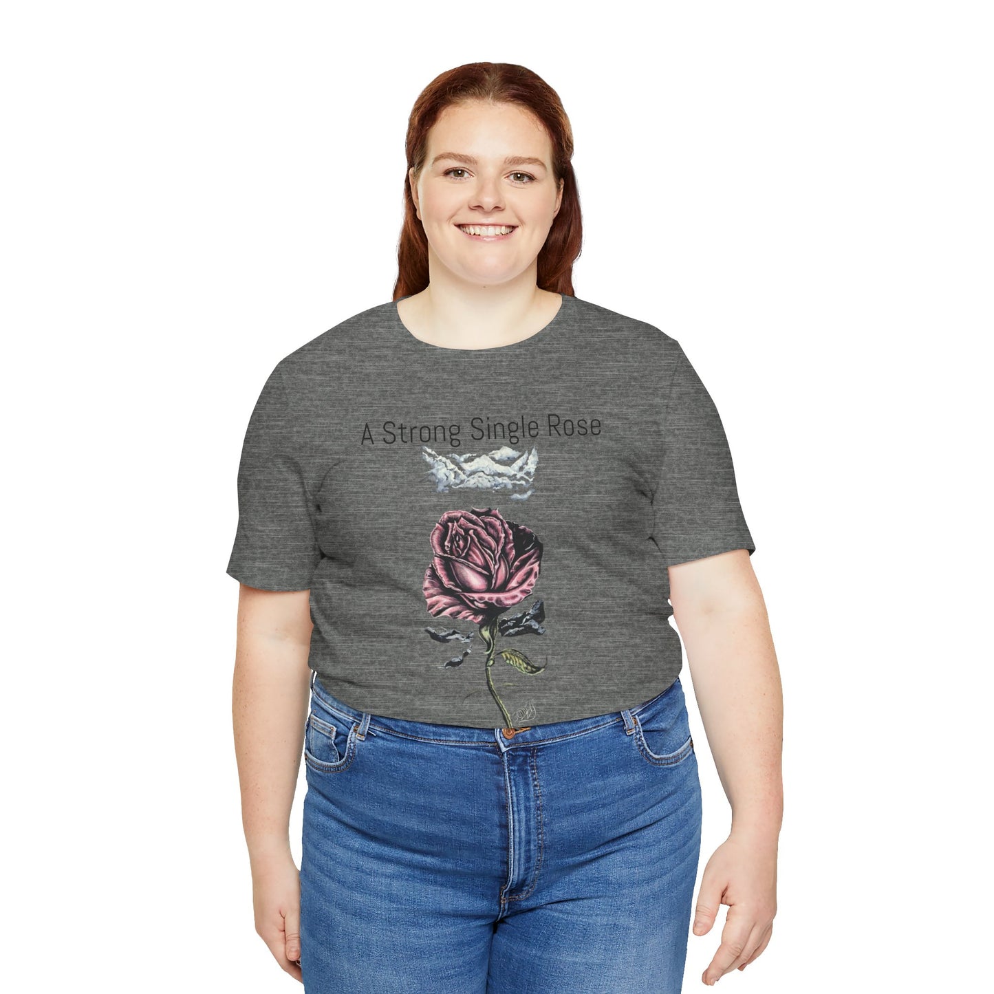 A Strong Single Rose Unisex Jersey Tee - Empowering Floral Design