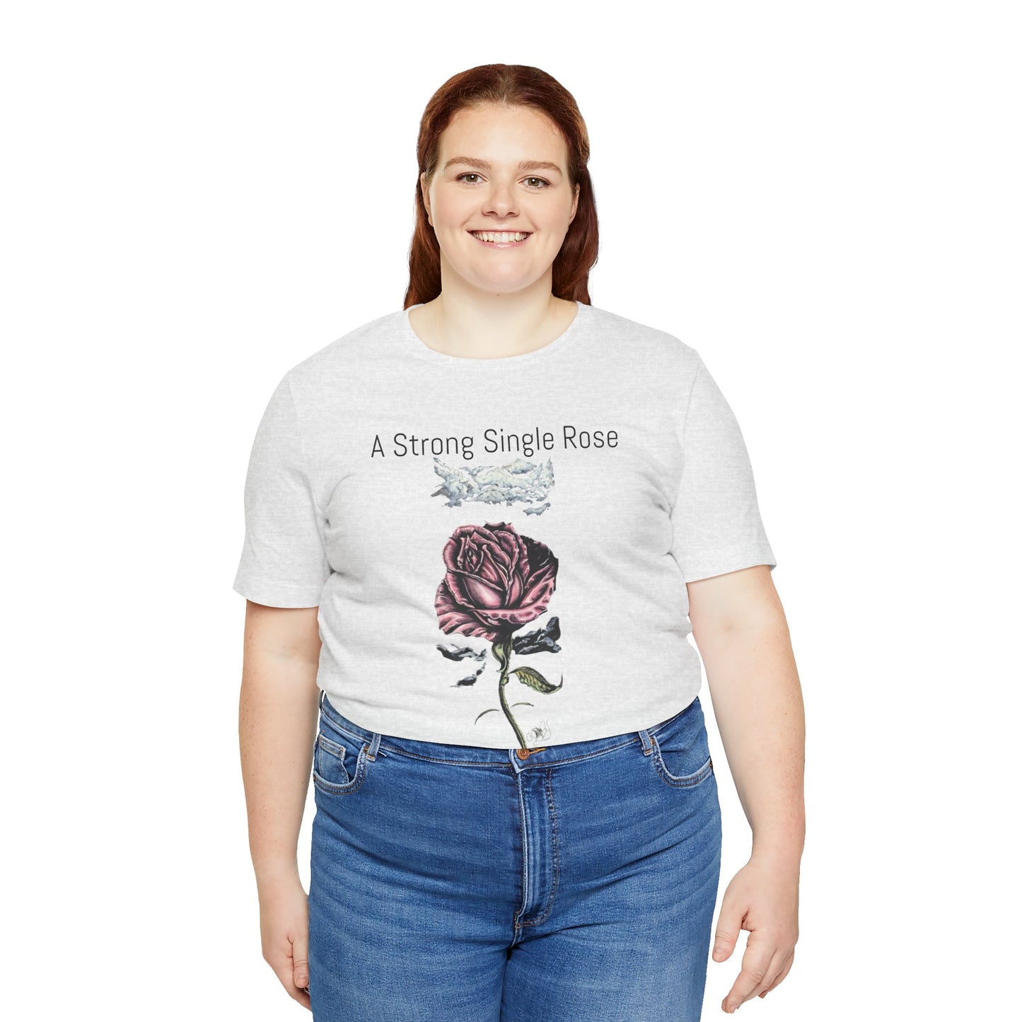 A Strong Single Rose Unisex Jersey Tee - Empowering Floral Design