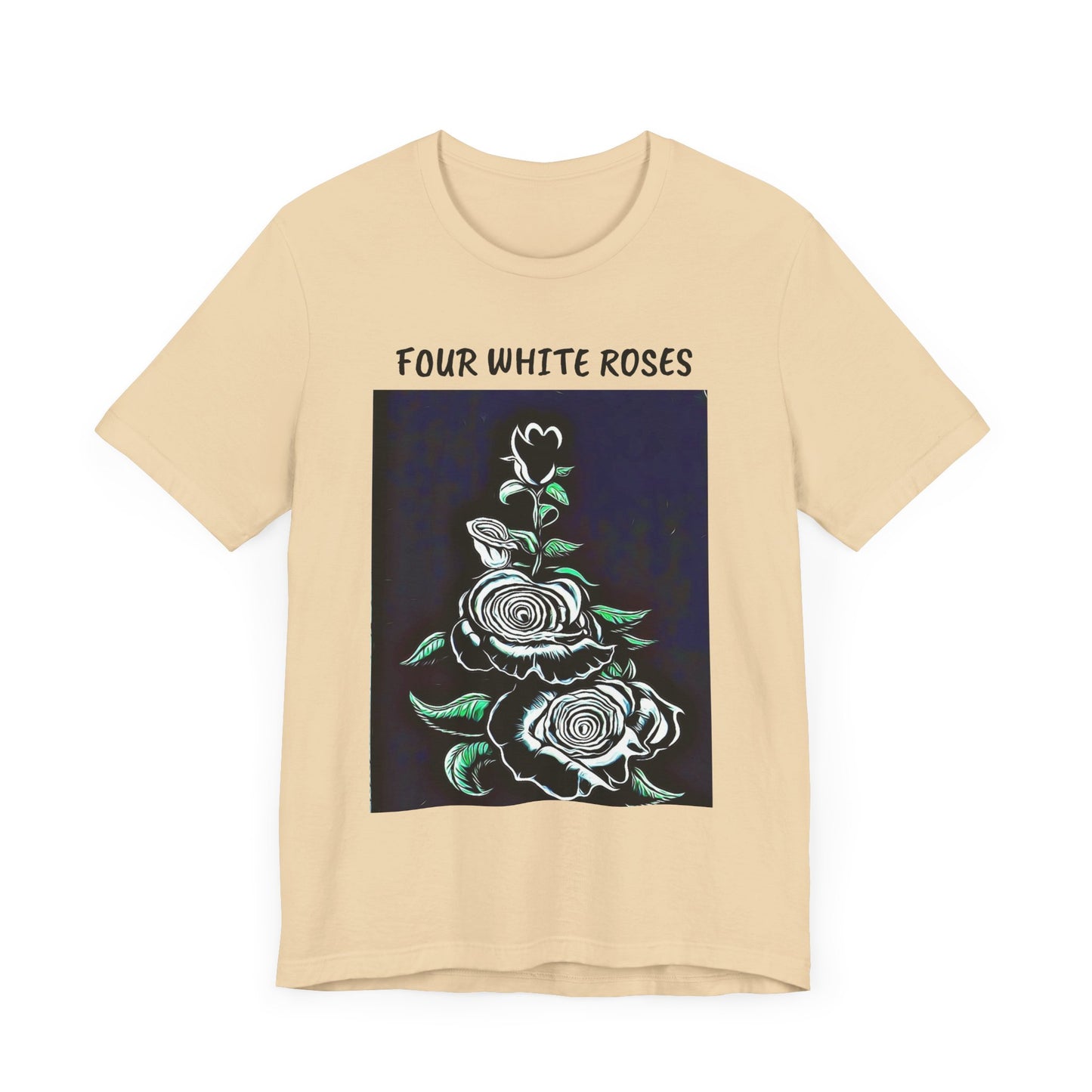 Four White Roses Unisex Jersey Tee – Floral Art Design