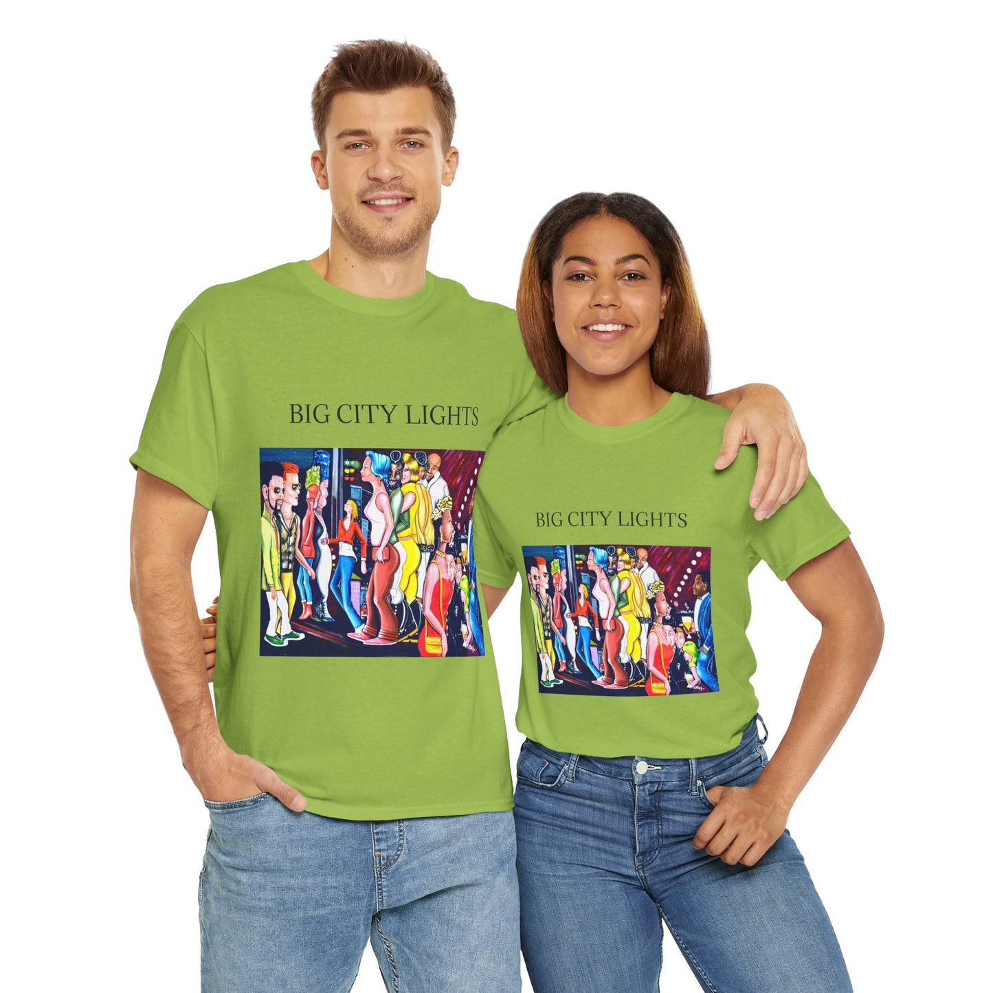 Big City Lights Unisex Heavy Cotton Tee - Vibrant Graphic T-Shirt for Urban Lovers