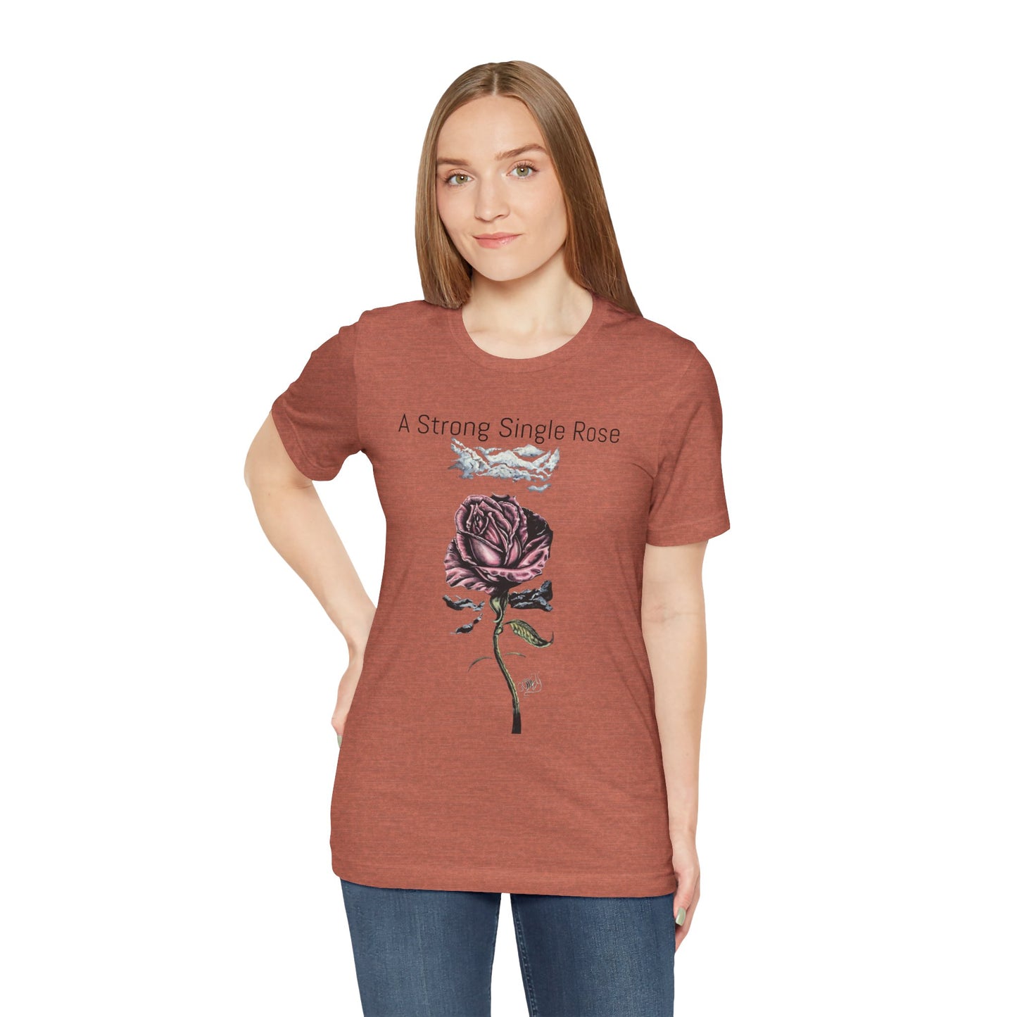 A Strong Single Rose Unisex Jersey Tee - Empowering Floral Design