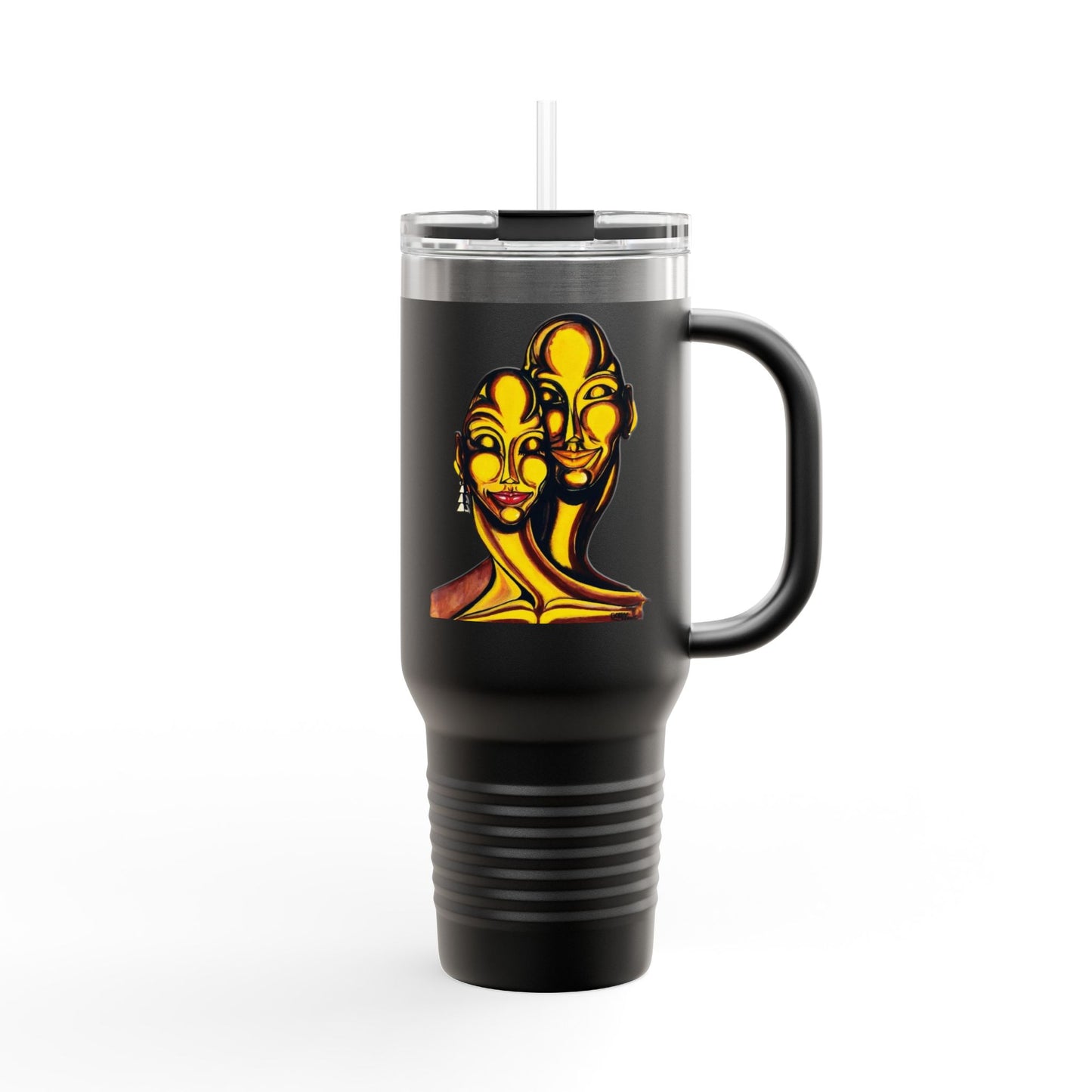 Artistic Insulated Travel Mug - Unique 40oz Drinkware for Adventure Lovers