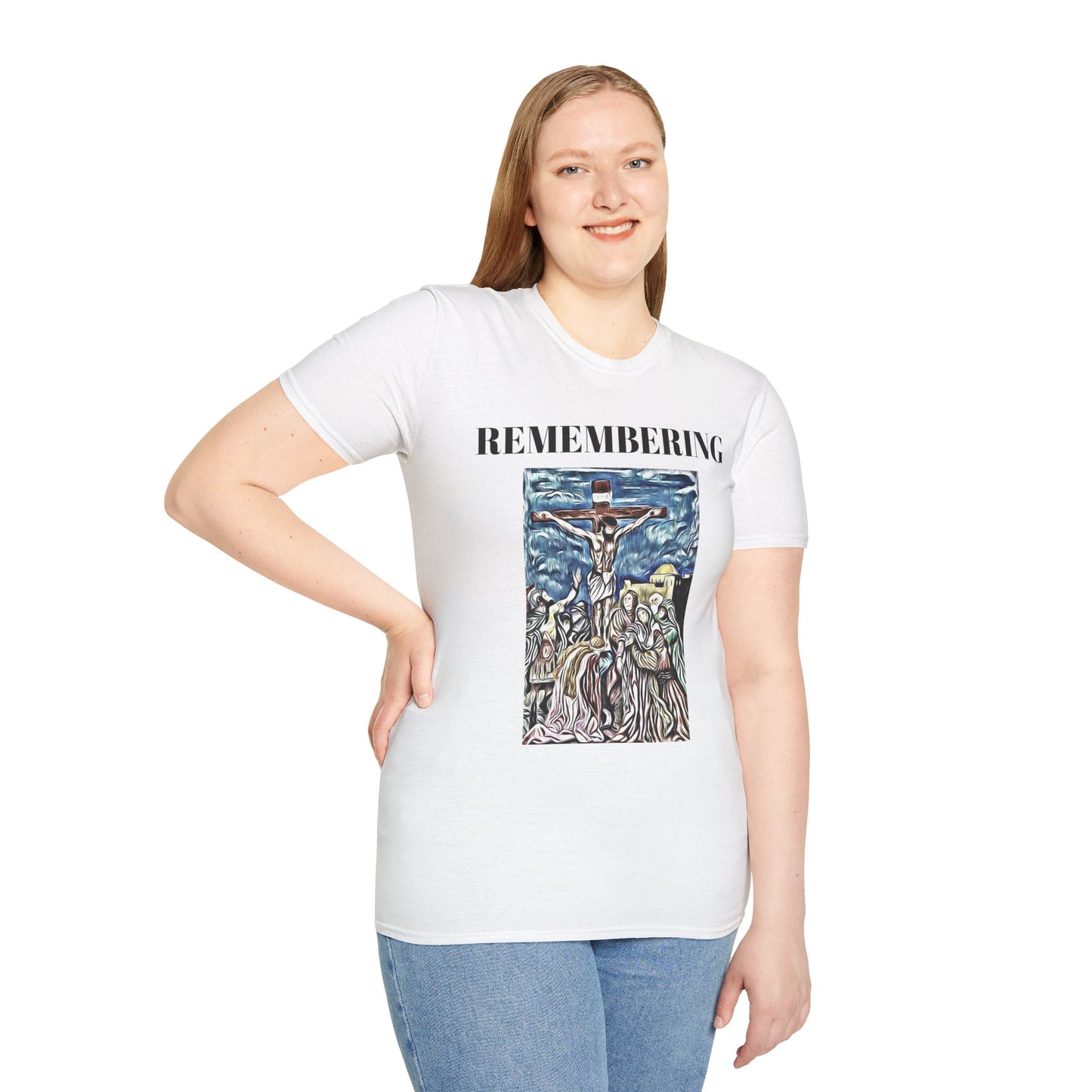 Memorial Unisex Softstyle T-Shirt - "Remembering" Artwork