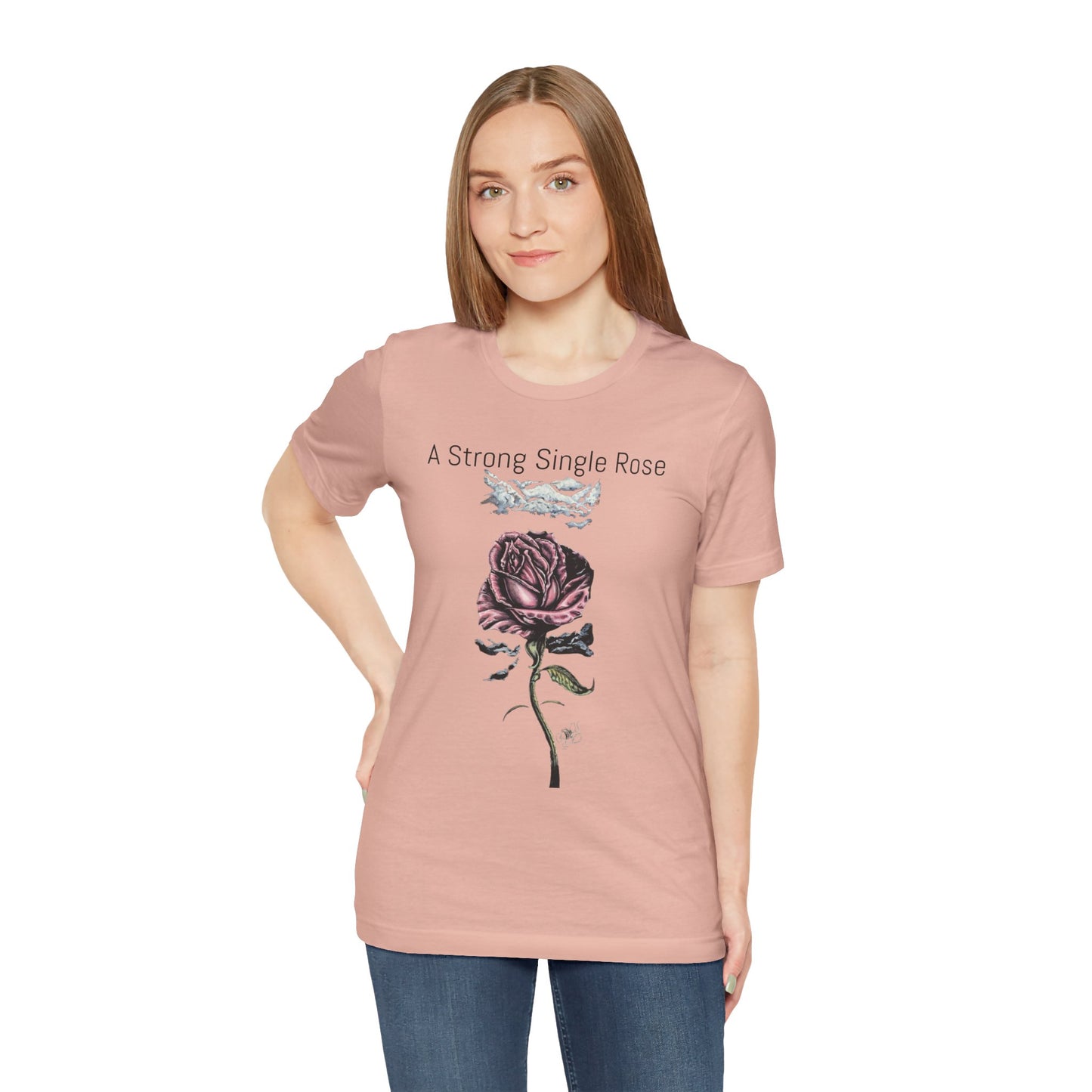 A Strong Single Rose Unisex Jersey Tee - Empowering Floral Design