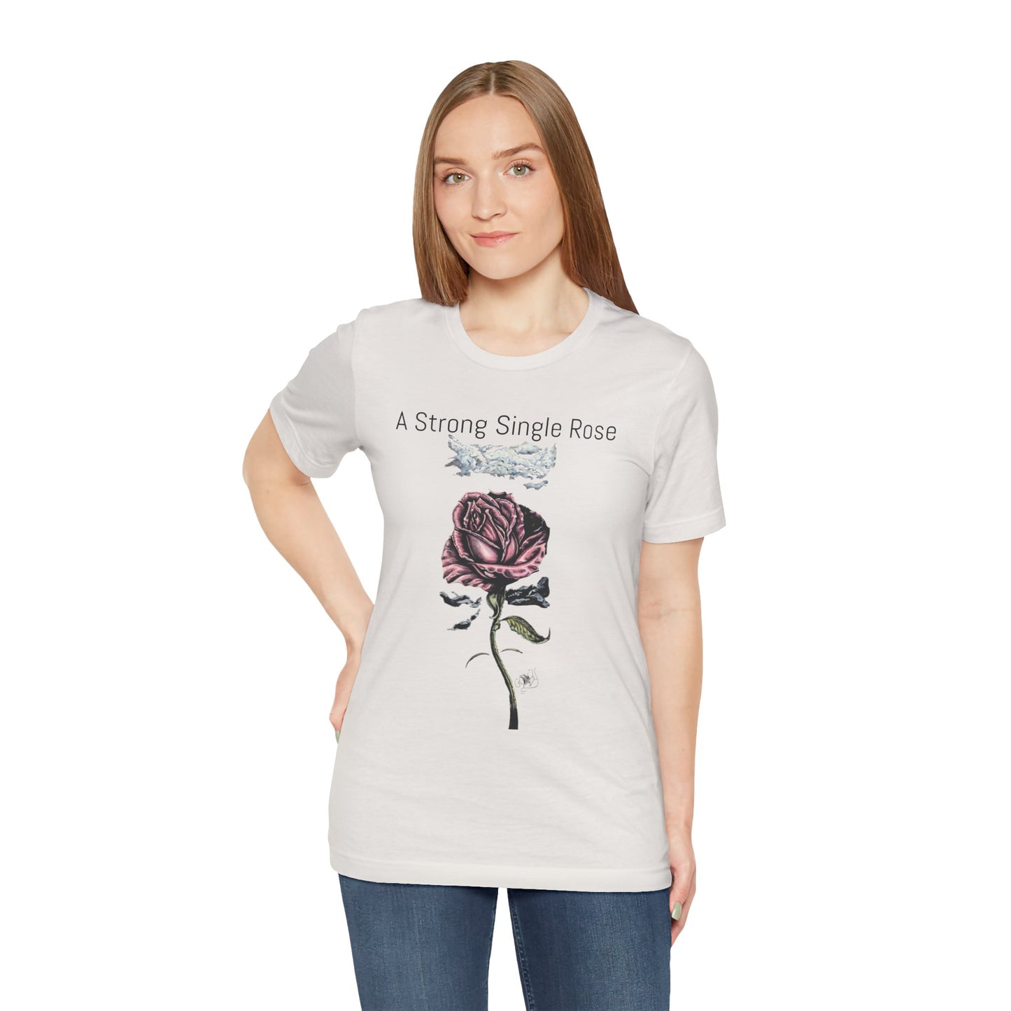 A Strong Single Rose Unisex Jersey Tee - Empowering Floral Design