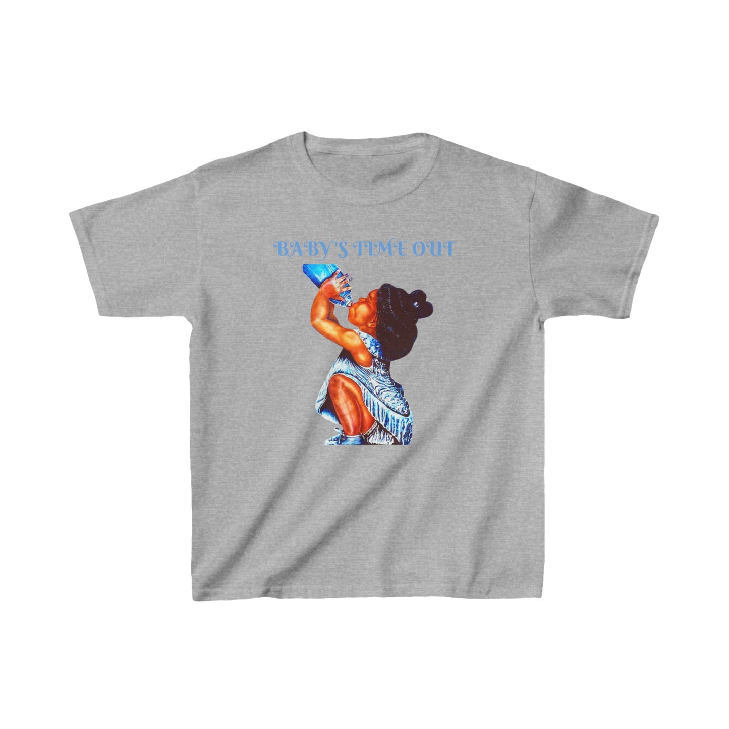 Kids Heavy Cotton™ Tee - 'Baby's Time Out' Graphic Shirt for Little Ones