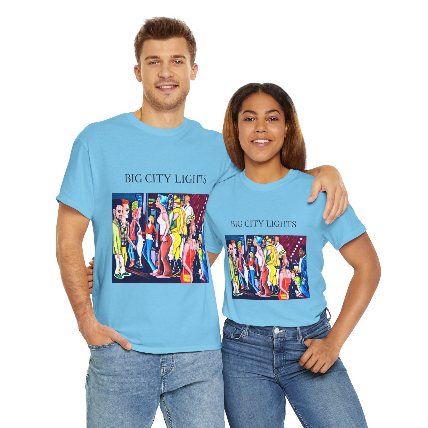 Big City Lights Unisex Heavy Cotton Tee - Vibrant Graphic T-Shirt for Urban Lovers