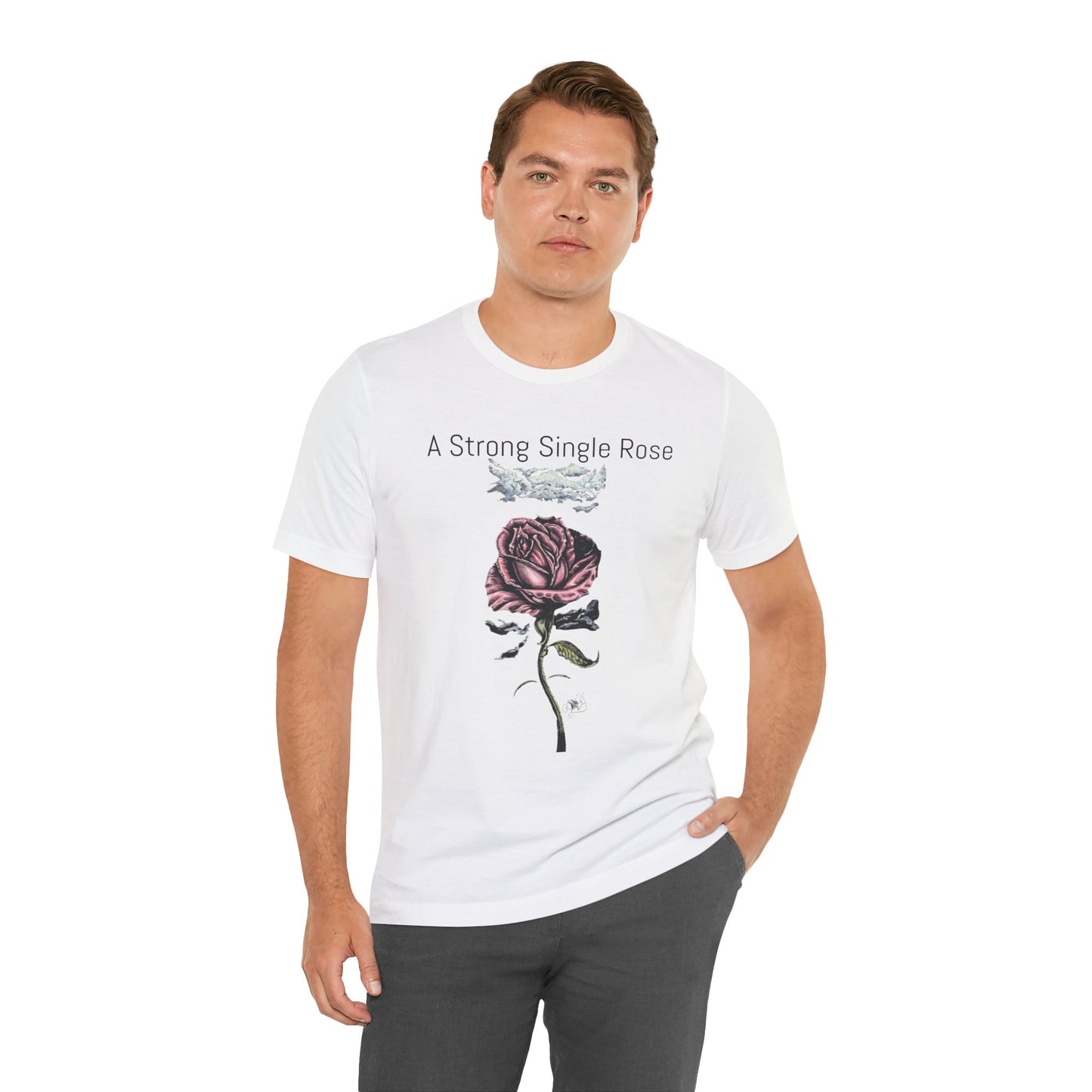 A Strong Single Rose Unisex Jersey Tee - Empowering Floral Design