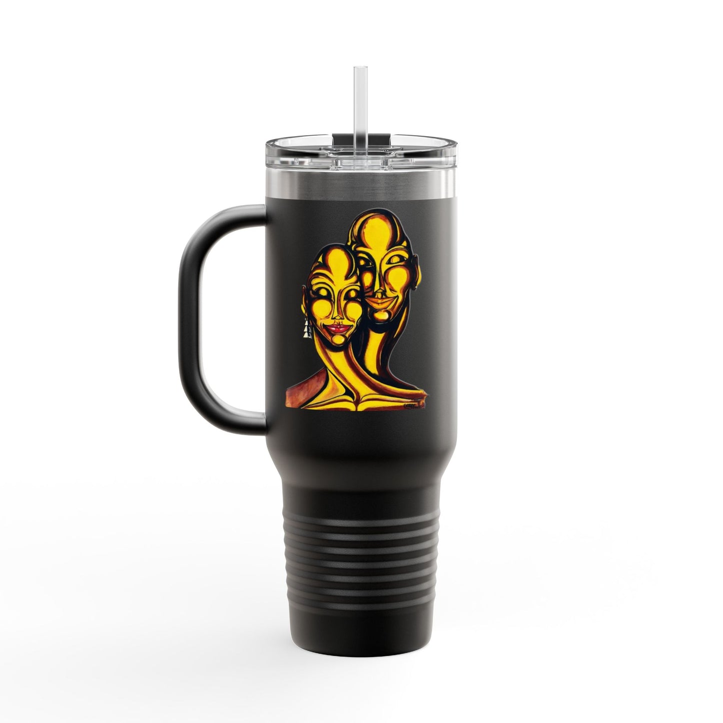 Artistic Insulated Travel Mug - Unique 40oz Drinkware for Adventure Lovers