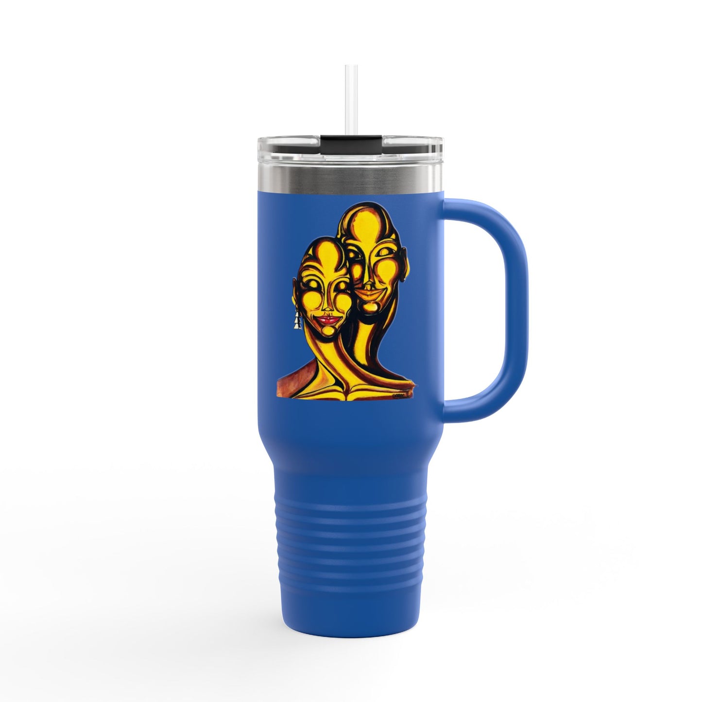 Artistic Insulated Travel Mug - Unique 40oz Drinkware for Adventure Lovers