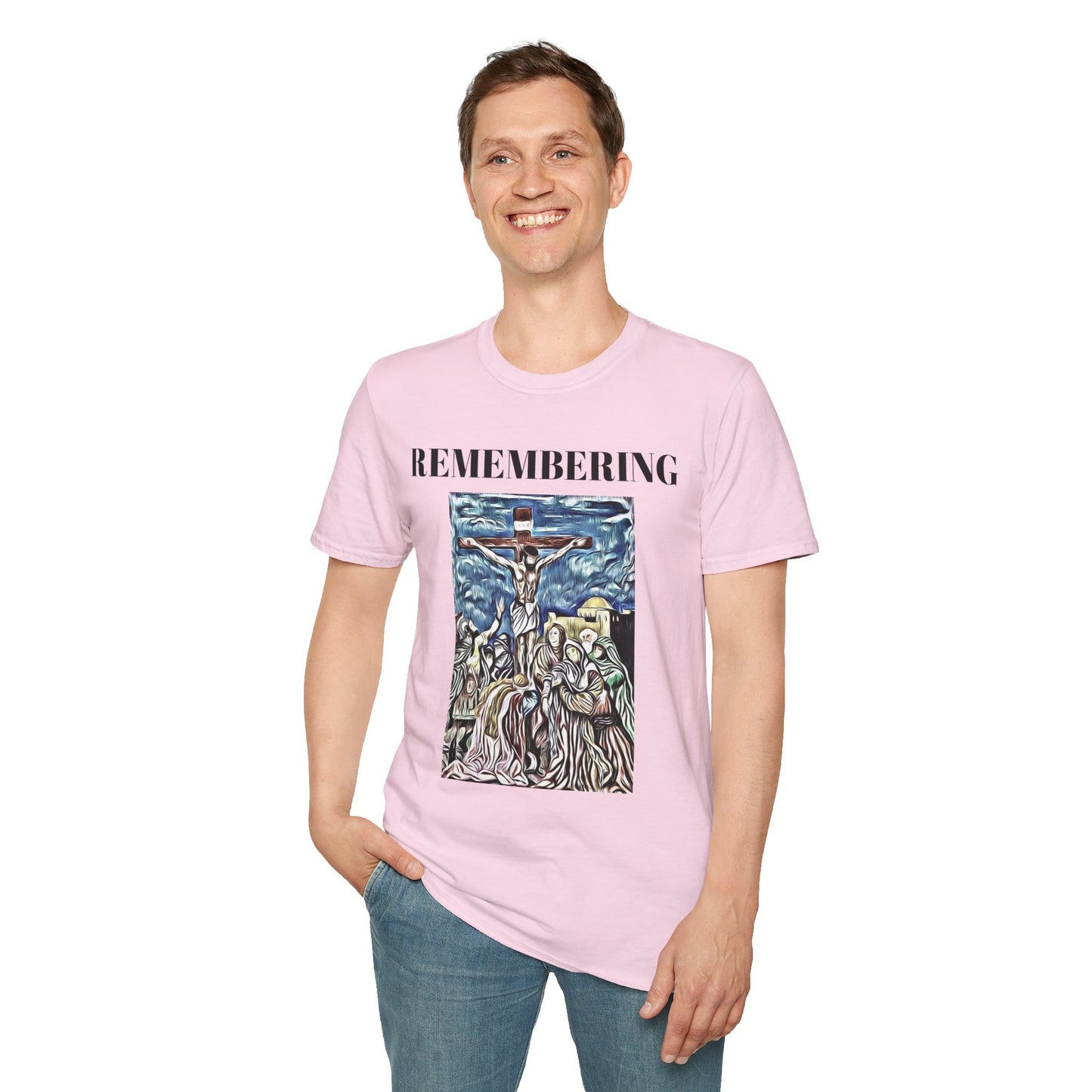 Memorial Unisex Softstyle T-Shirt - "Remembering" Artwork