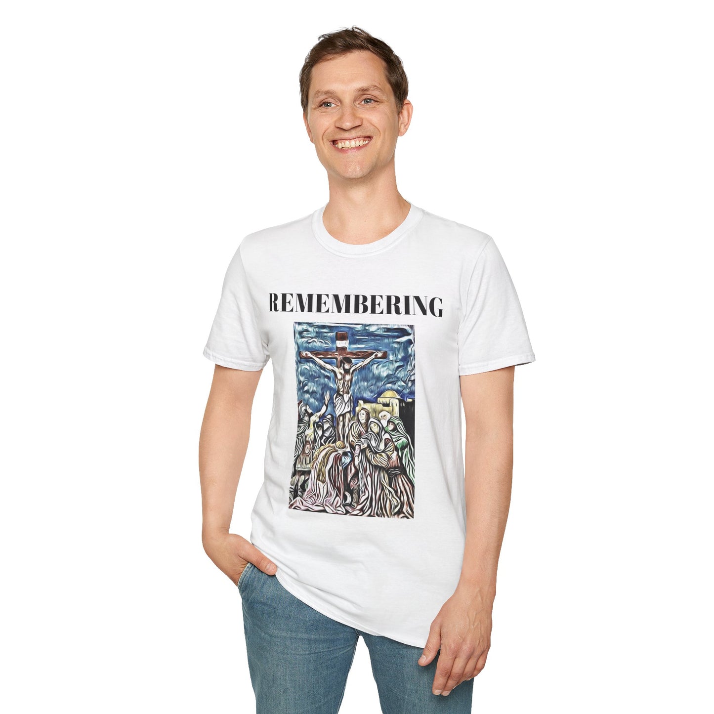 Memorial Unisex Softstyle T-Shirt - "Remembering" Artwork