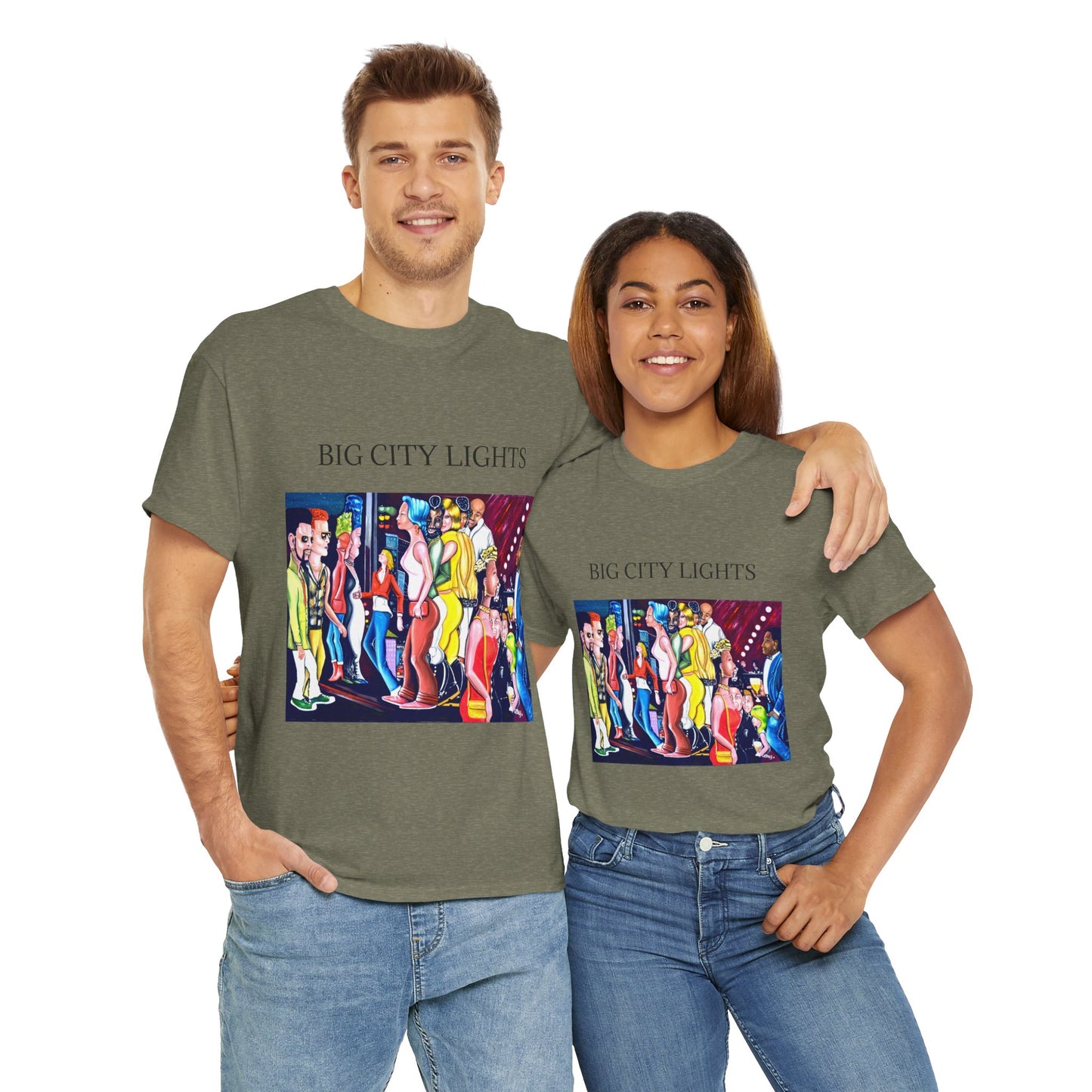 Big City Lights Unisex Heavy Cotton Tee - Vibrant Graphic T-Shirt for Urban Lovers