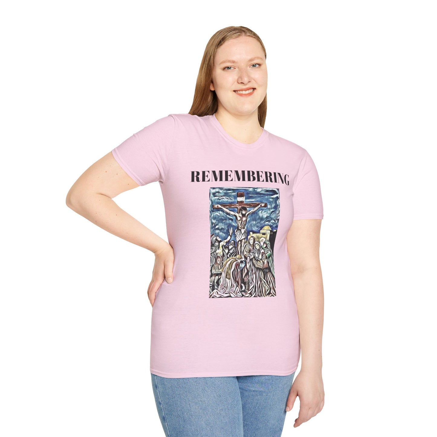 Memorial Unisex Softstyle T-Shirt - "Remembering" Artwork