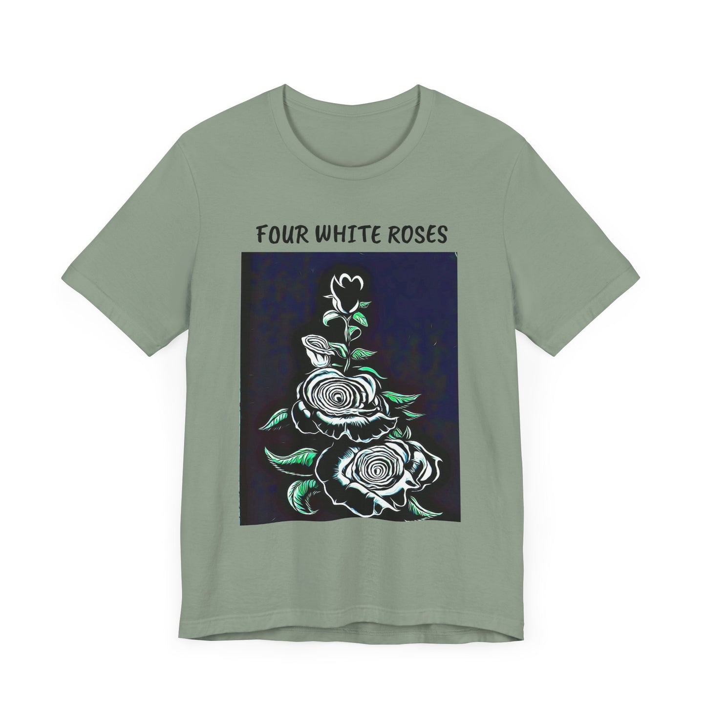 Four White Roses Unisex Jersey Tee – Floral Art Design