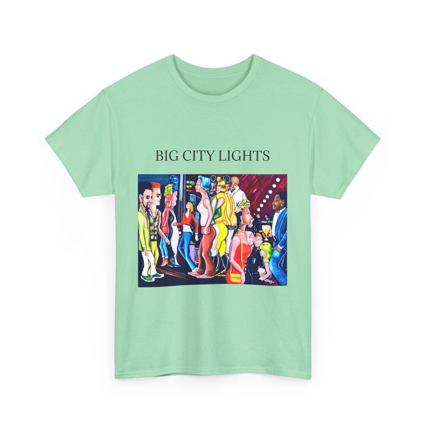 Big City Lights Unisex Heavy Cotton Tee - Vibrant Graphic T-Shirt for Urban Lovers